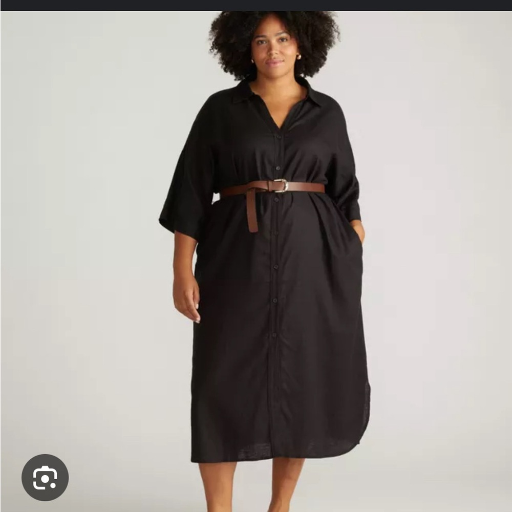 NWT XS 10-12 Universal Standard Black Linen Plaza Dress